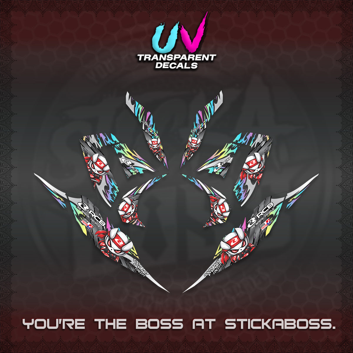 CLICK 125 V4 UV TRANSPARENT DECALS (2026 NEW RCB 2.0 DESIGN) STICKER KITS BY STICKABOSS