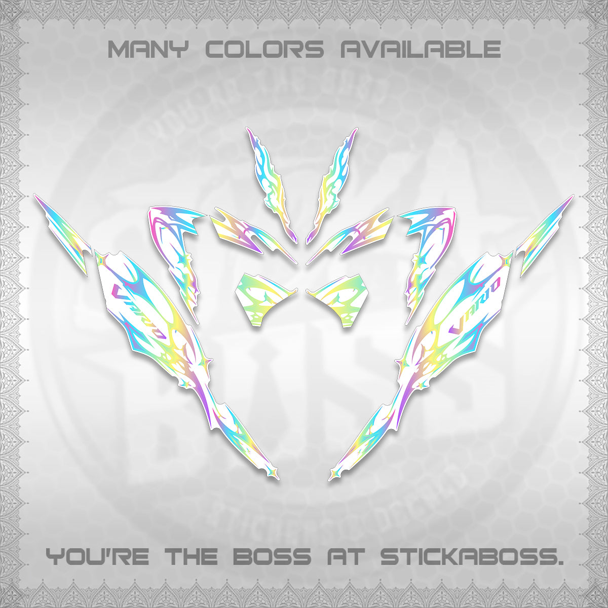 CLICK 125 V4 VARIO FOR WHITE DECALS (2026 TRIBAL LIGHTNING DESIGN) STICKER KITS BY STICKABOSS