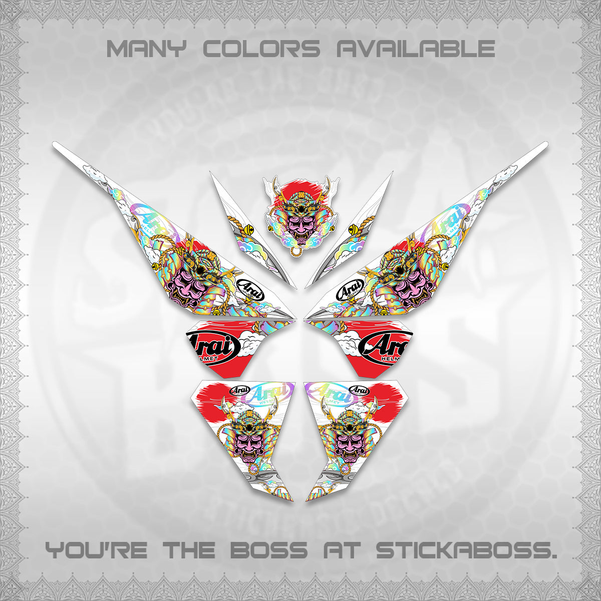 CLICK 125 V1 VARIO FOR WHITE DECALS (2026 NEW SAMURAI MOTIF) STICKER KITS BY STICKABOSS