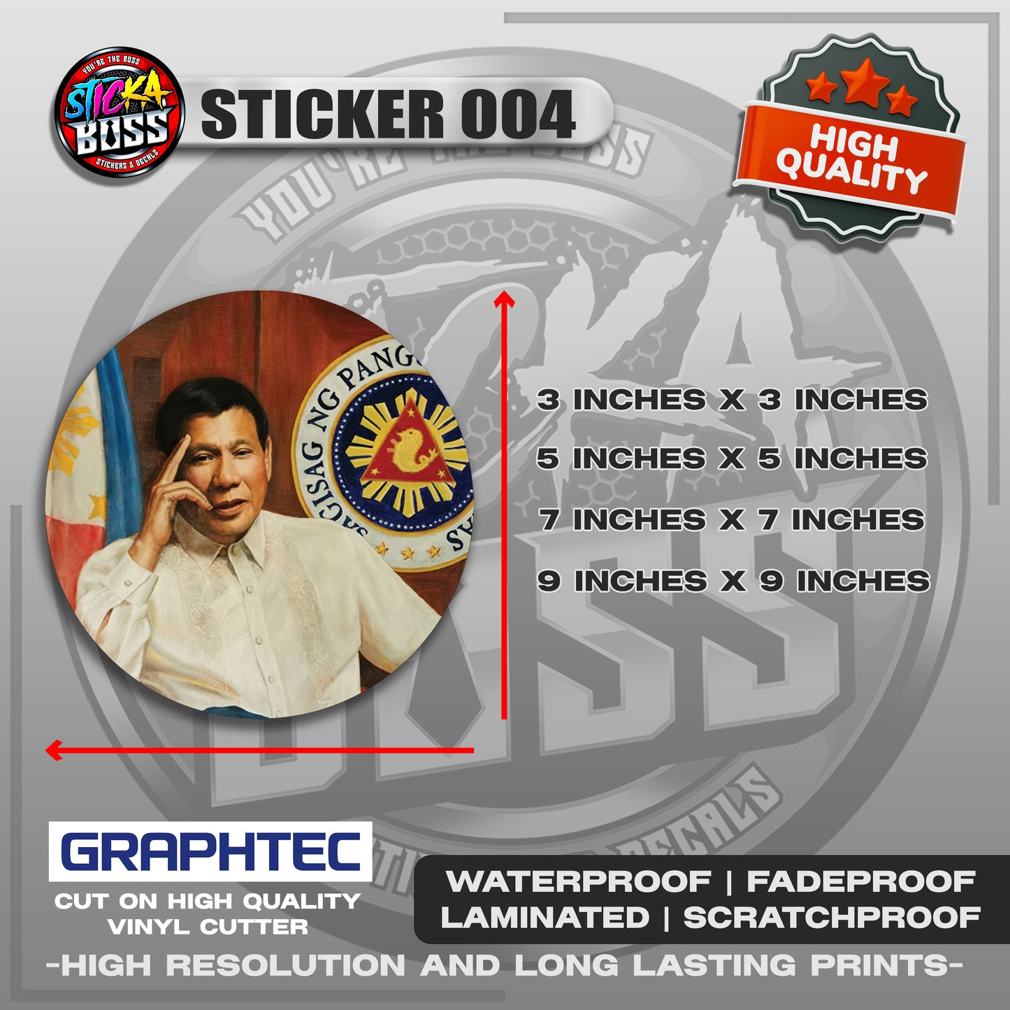 DUTERTE STICKERS | VINYL WATERPROOF STICKER | PREMIUM LAMINATED【PRINTED】