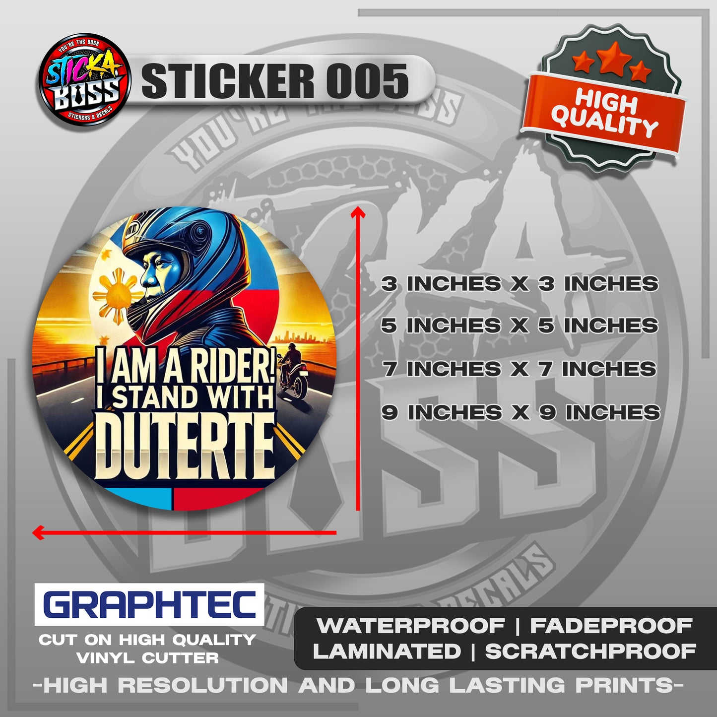 DUTERTE STICKERS | VINYL WATERPROOF STICKER | PREMIUM LAMINATED【PRINTED】