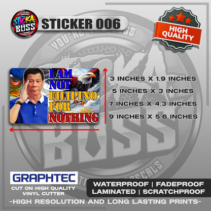 DUTERTE STICKERS | VINYL WATERPROOF STICKER | PREMIUM LAMINATED【PRINTED】
