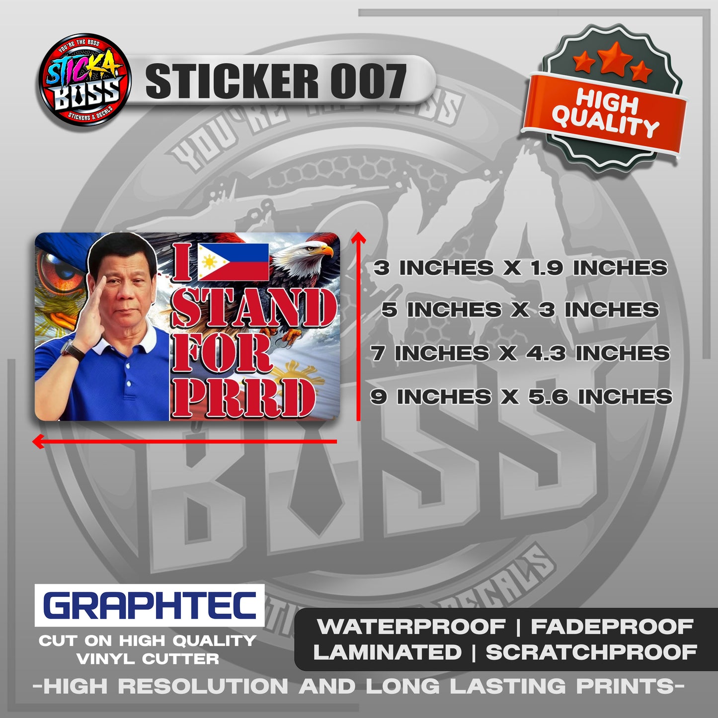 DUTERTE STICKERS | VINYL WATERPROOF STICKER | PREMIUM LAMINATED【PRINTED】