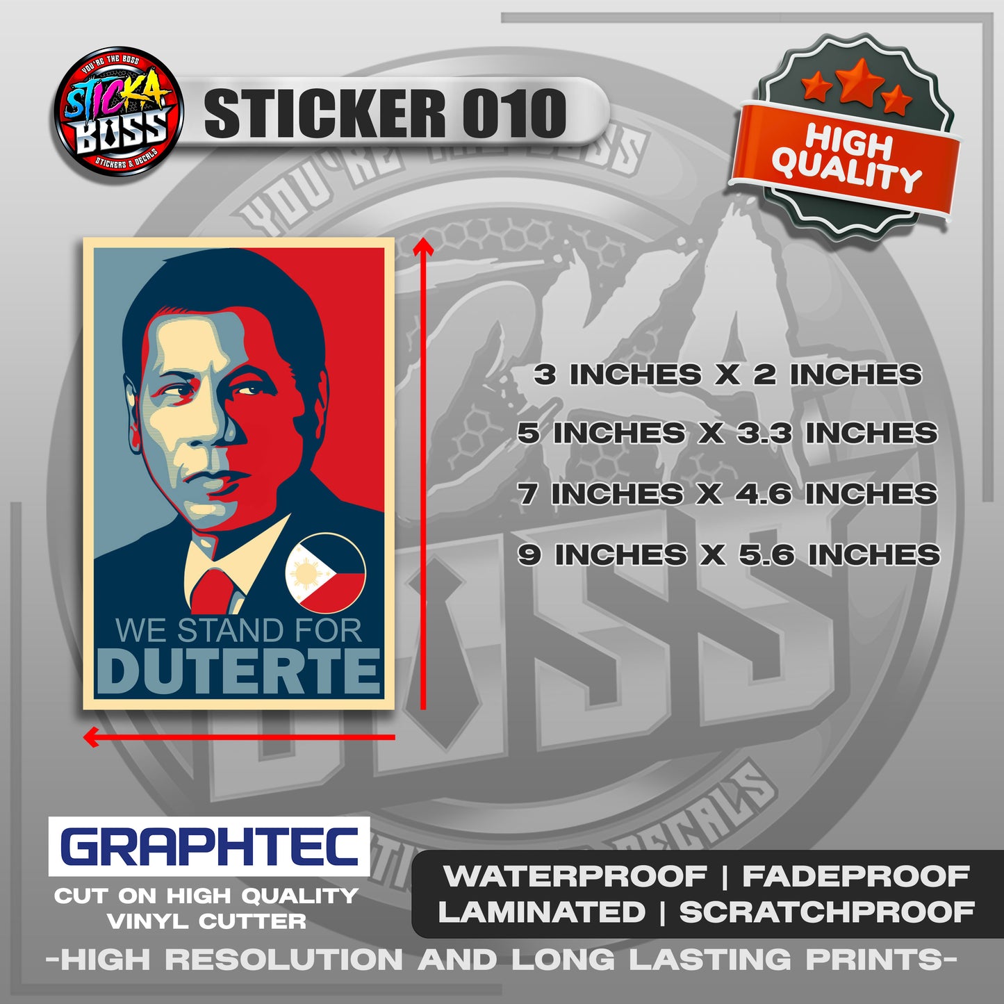 DUTERTE STICKERS | VINYL WATERPROOF STICKER | PREMIUM LAMINATED【PRINTED】