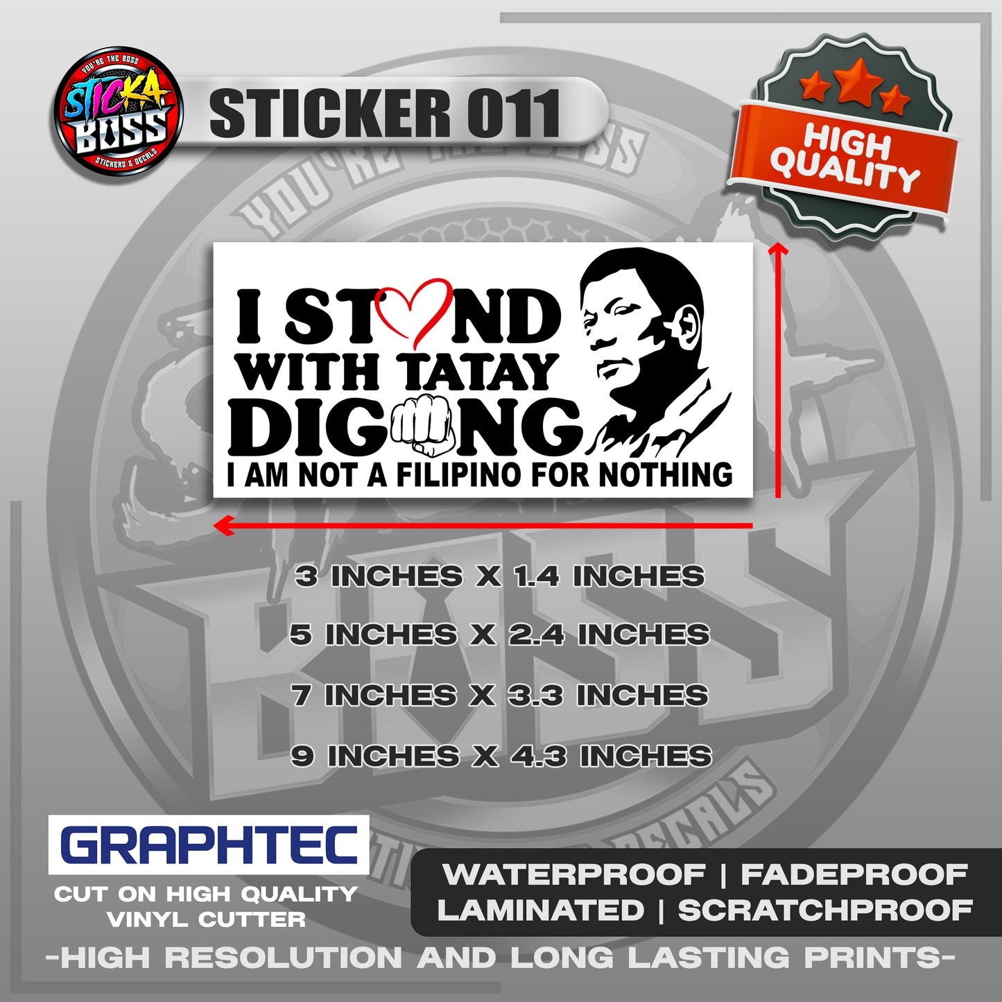 DUTERTE STICKERS | VINYL WATERPROOF STICKER | PREMIUM LAMINATED【PRINTED】