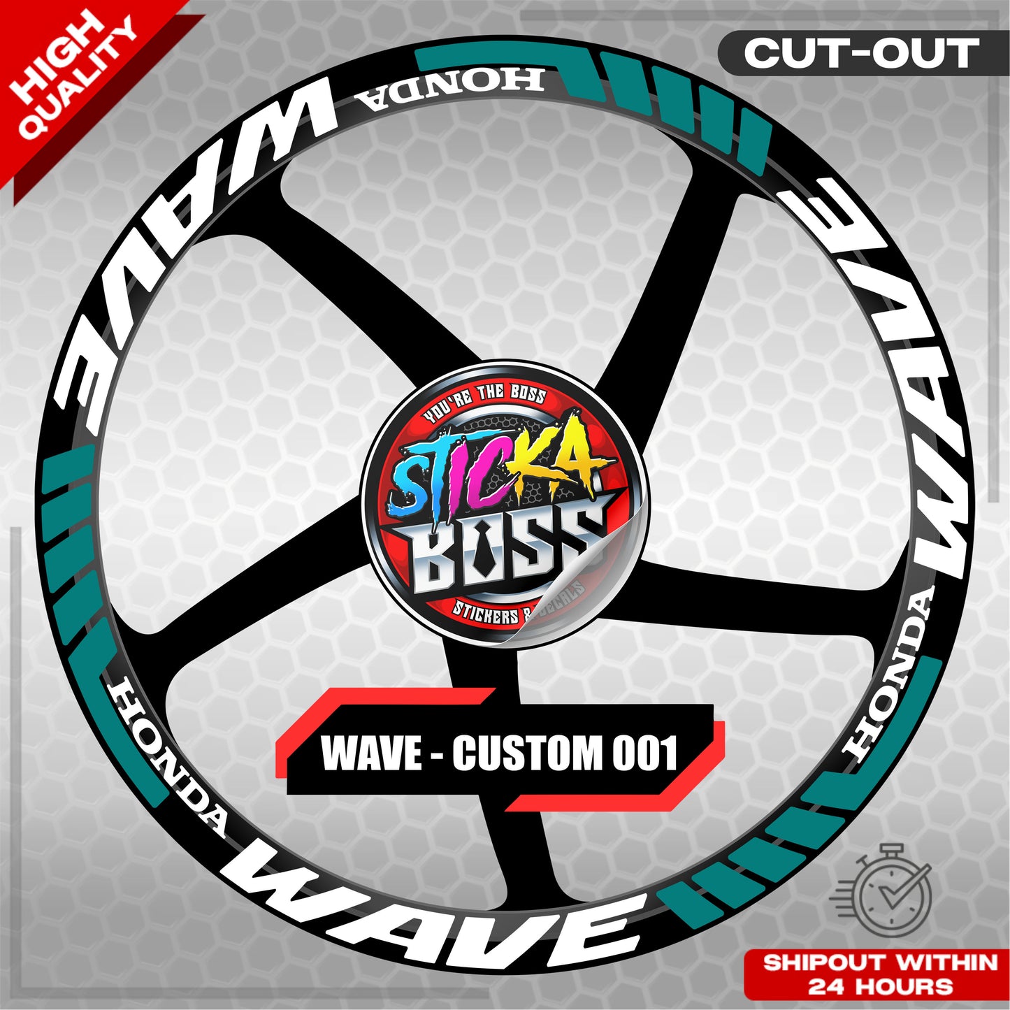 WAVE 110 / 125 MAG STICKER SET ( 2 MAGS ) - CUSTOM 001 | VINYL WATERPROOF CUT-OUT DECALS
