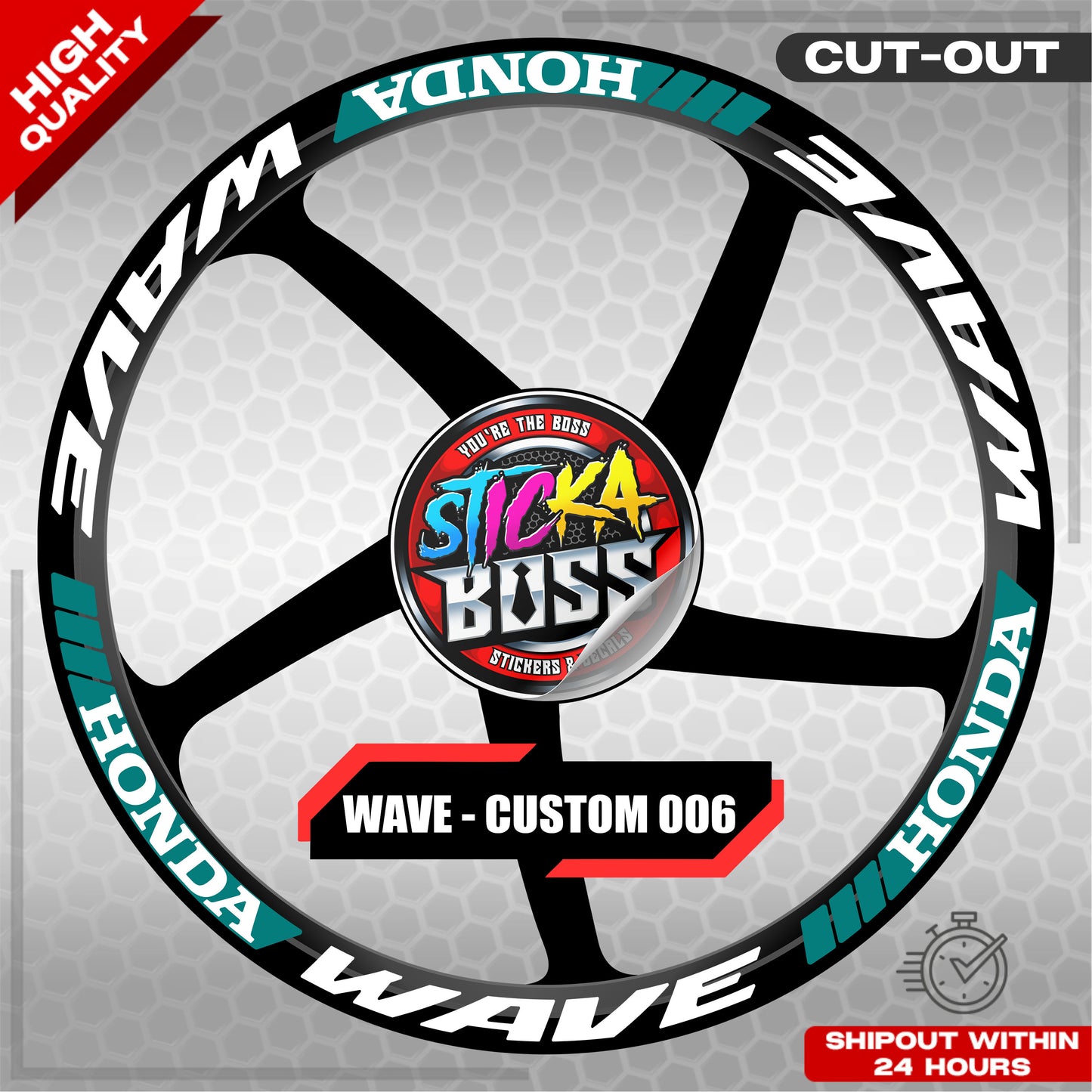 WAVE 110 / 125 MAG STICKER SET ( 2 MAGS ) - CUSTOM 006 | VINYL WATERPROOF CUT-OUT DECALS