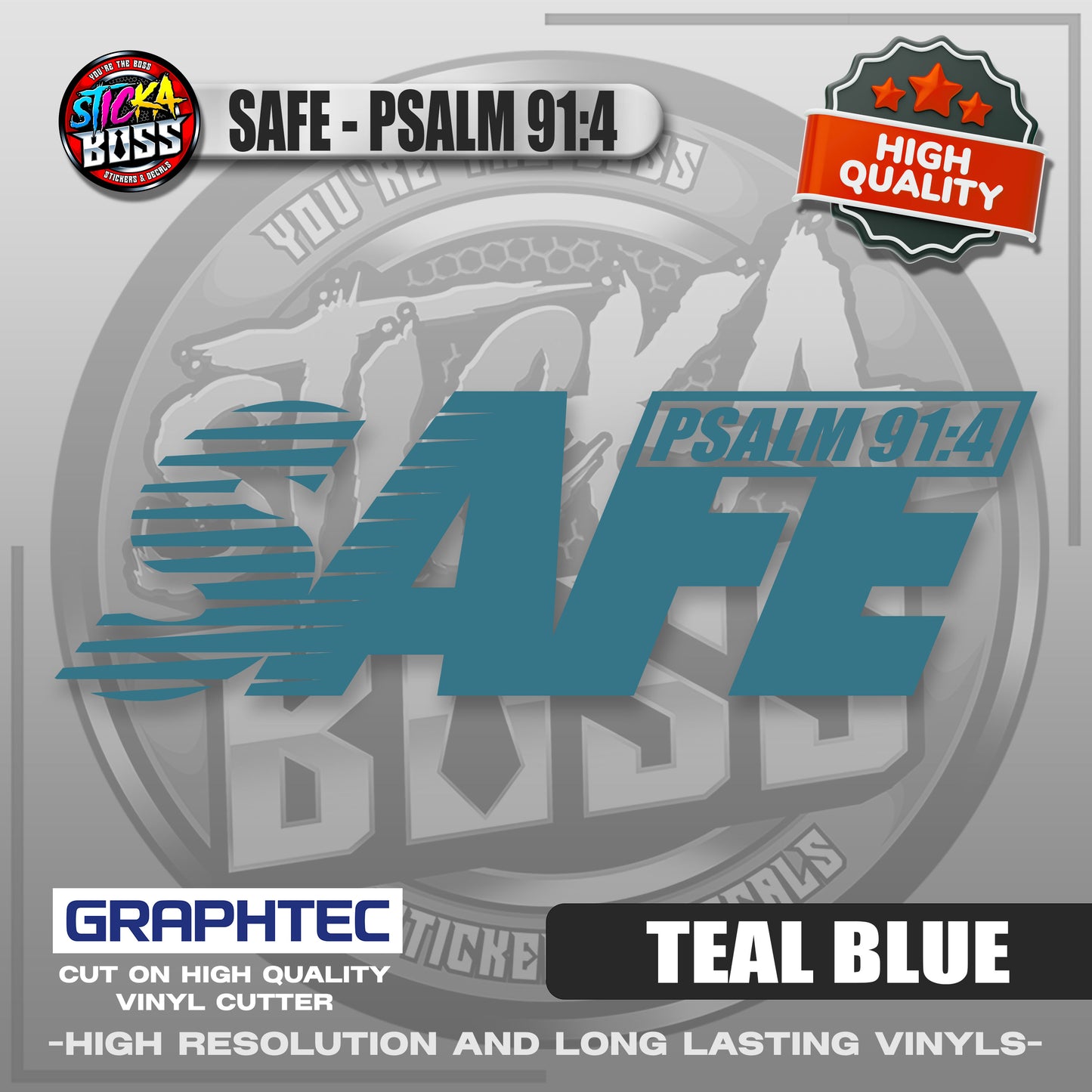 SAFE - PSALM 91:4 | VINYL WATERPROOF CUT-OUT STICKER DECALS【Stickaboss】