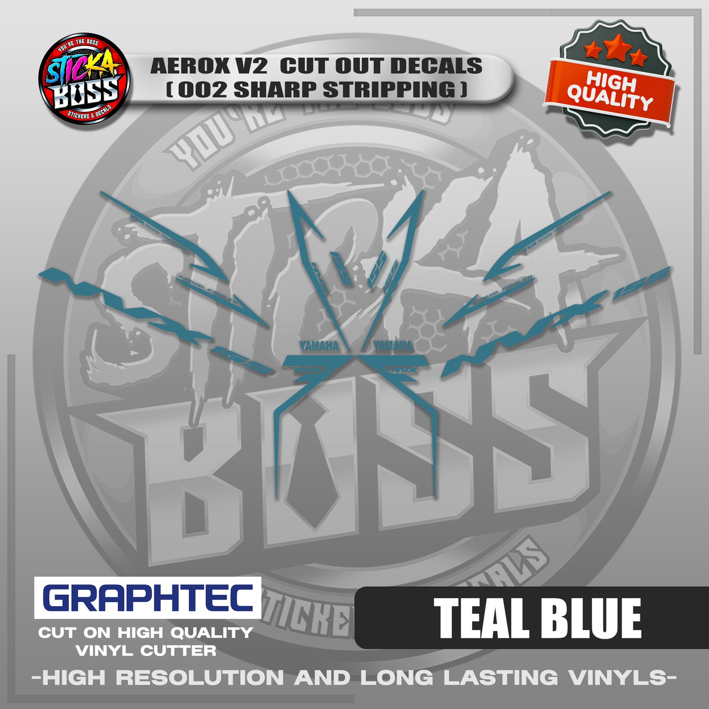 AEROX V2 CUT OUT DECALS ( 002 SHARP STRIPPING ) | VINYL WATERPROOF CUT-OUT STICKER DECALS