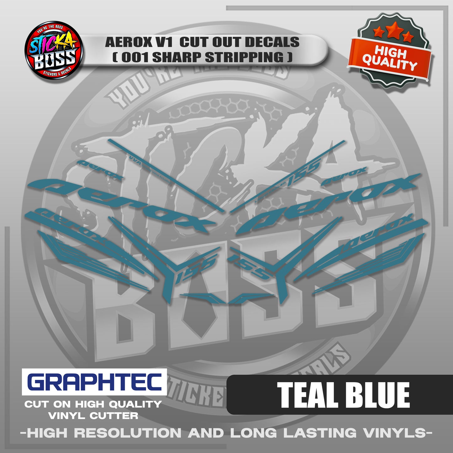 AEROX V1 CUT OUT DECALS ( 001 SHARP STRIPPING ) | VINYL WATERPROOF CUT-OUT STICKER DECALS