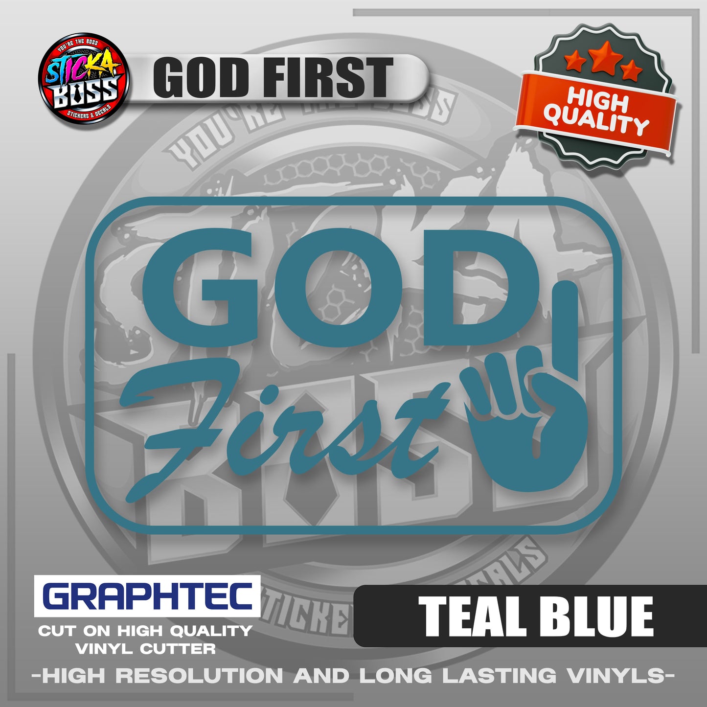 GOD FIRST | VINYL WATERPROOF CUT-OUT STICKER DECALS【Stickaboss】