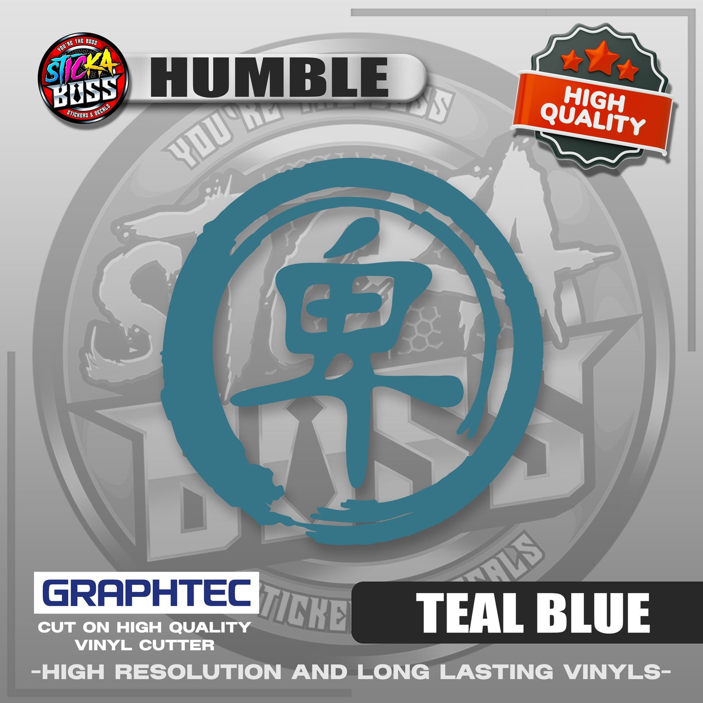 HUMBLE - JAPANESE KANJI SYMBOL | VINYL WATERPROOF CUT-OUT STICKER DECALS【Stickaboss】