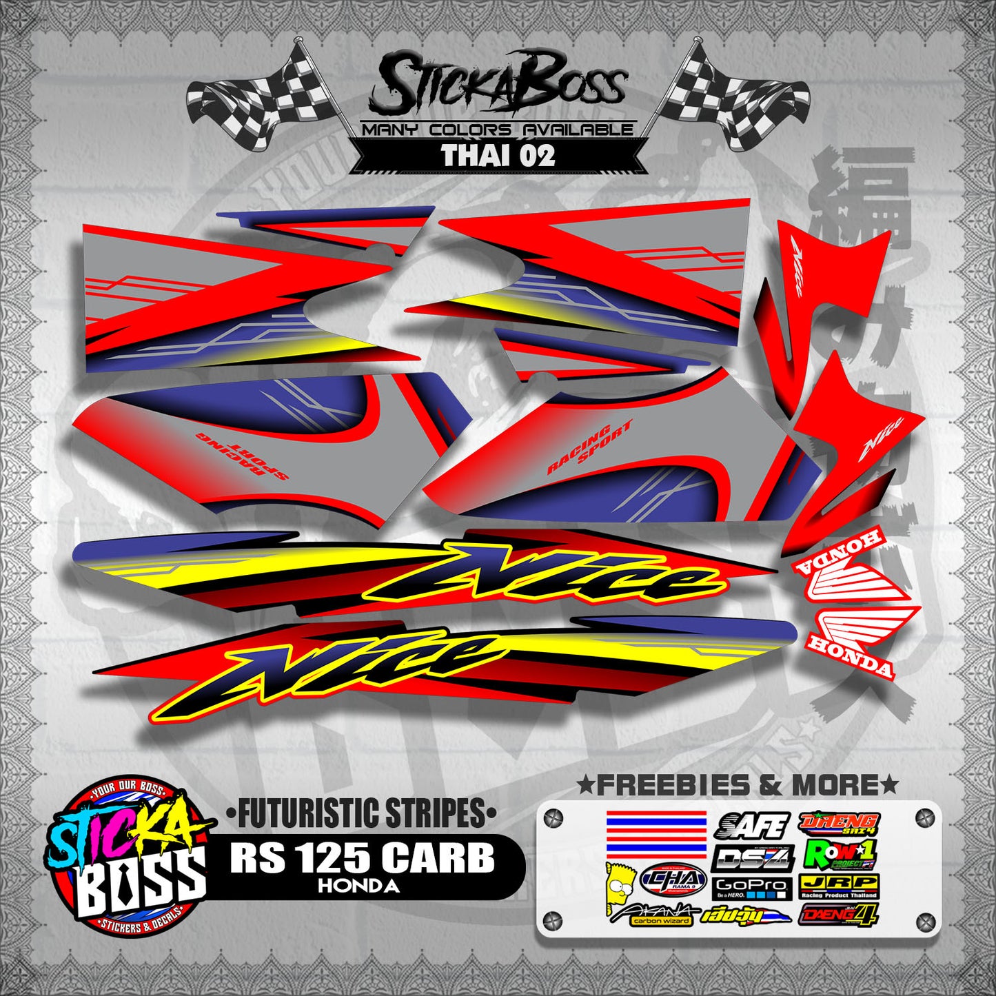 RS 125 THAI DECALS ( FUTURISTIC STRIPES )【WITH FREEBIES】