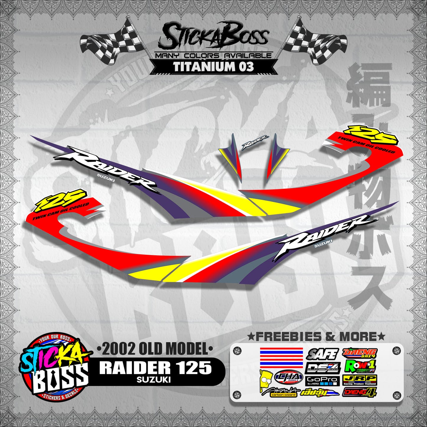 RAIDER 125 DECALS ( 2002 OLD MODEL )【WITH FREEBIES】