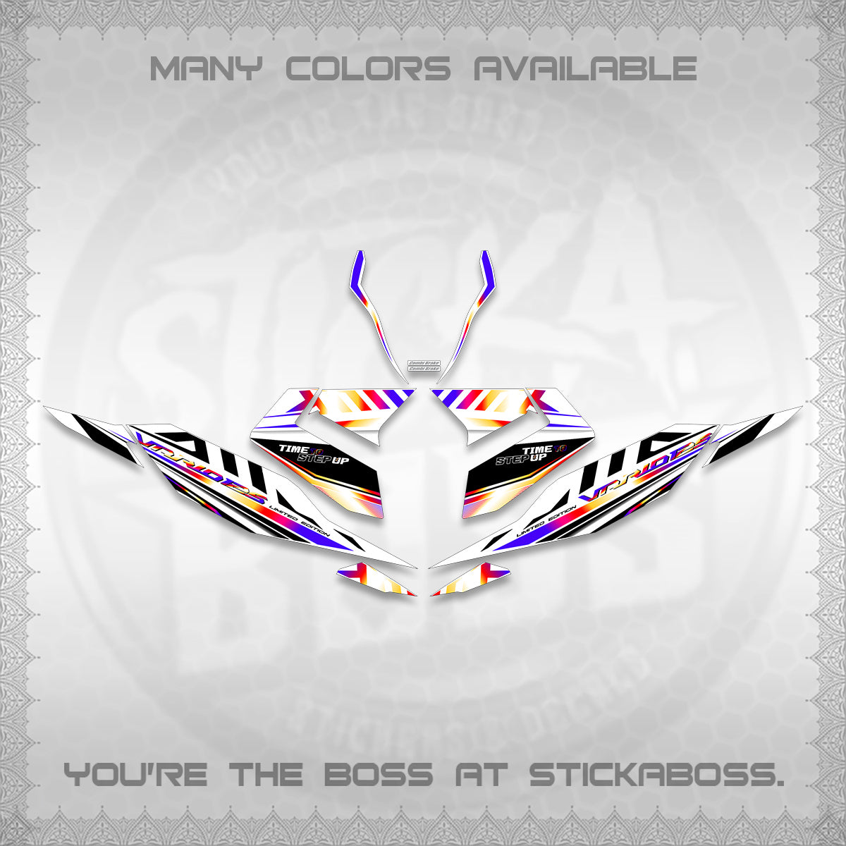 CLICK 125 V4 VARIO FOR WHITE DECALS (2026 VR0007 DESIGN) STICKER KITS By STICKABOSS
