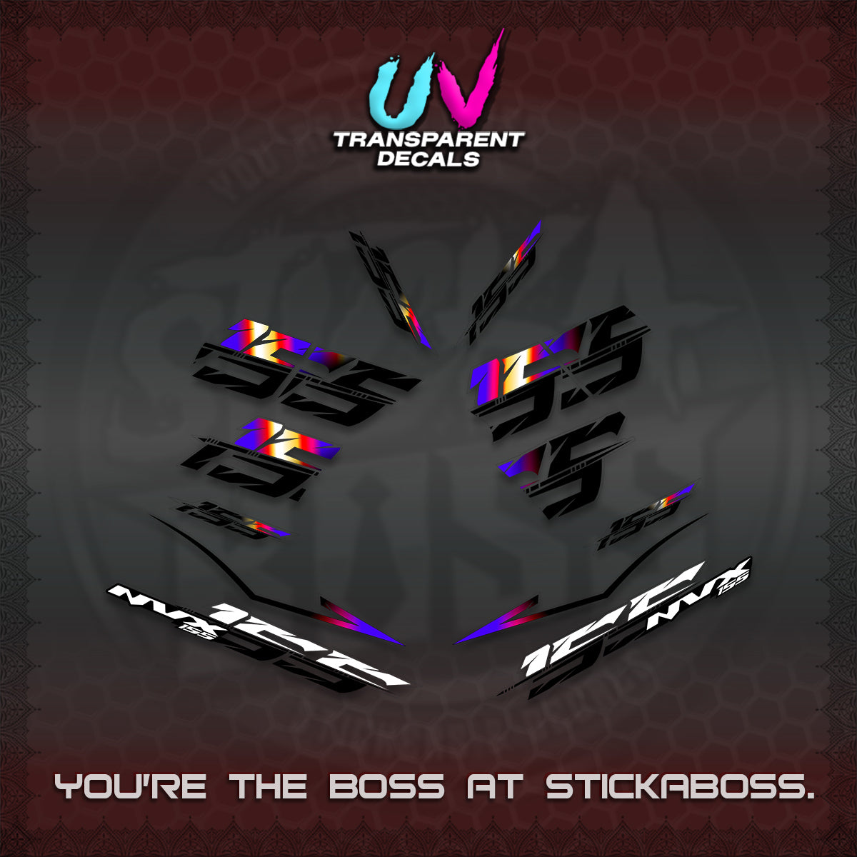 AEROX 155 V2 UV TRANSPARENT DECALS (2026 NVX VIETNAM) STICKER KITS BY STICKABOSS