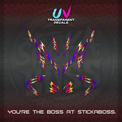 CLICK 125 V2 VARIO UV TRANSPARENT DECALS (2026 TRIBAL LIGHTNING DESIGN) STICKER KITS BY STICKABOSS