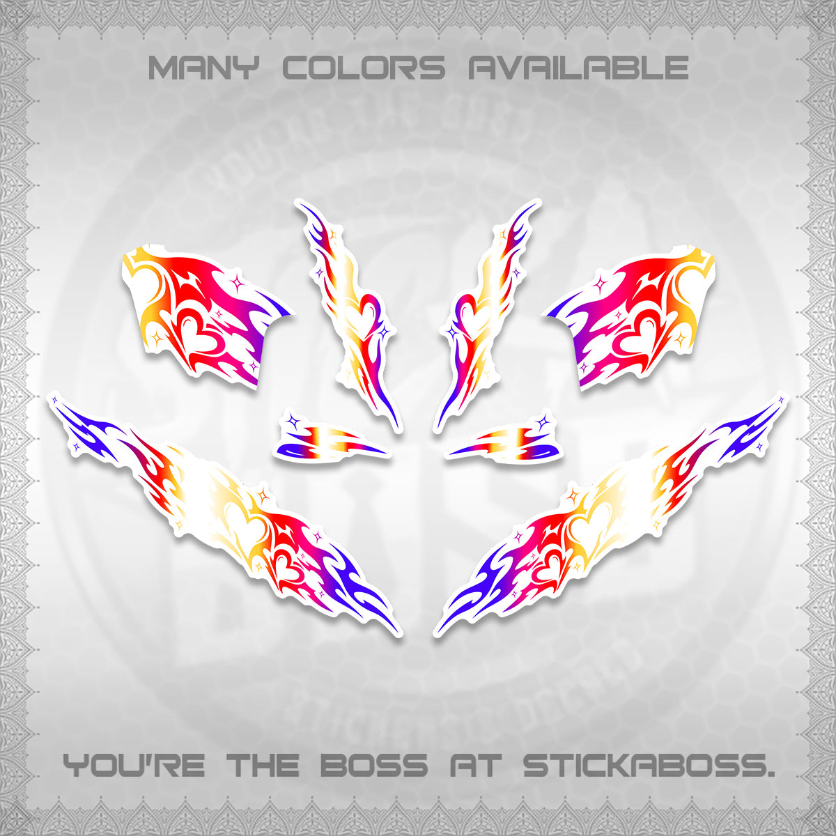 CLICK 125 V2 FOR WHITE DECALS (2026 STRIPING HEART DESIGN) STICKER KITS BY STICKABOSS