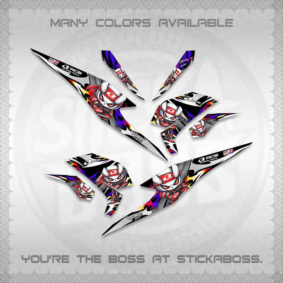 BEAT FI V3 FOR WHITE DECALS (2026 NEW RCB 2.0 DESIGN) STICKER KITS BY STICKABOSS