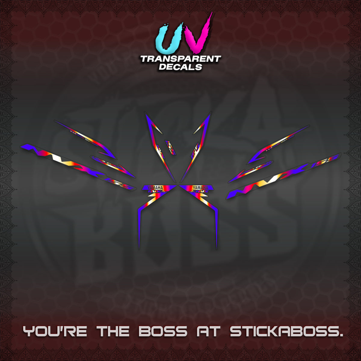 AEROX 155 V2 UV TRANSPARENT STRIPING DECALS (2022 NVX 1-TONE) STICKER KITS BY STICKABOSS