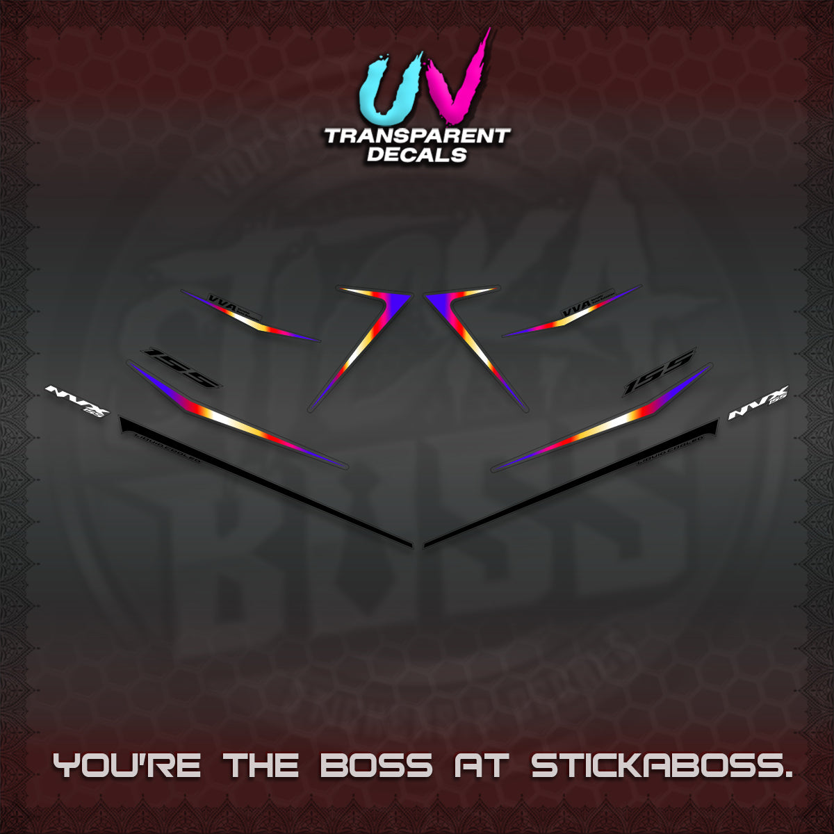 AEROX 155 V2 UV TRANSPARENT DECALS (2026 NVX MINIMALIST 01) STICKER KITS BY STICKABOSS