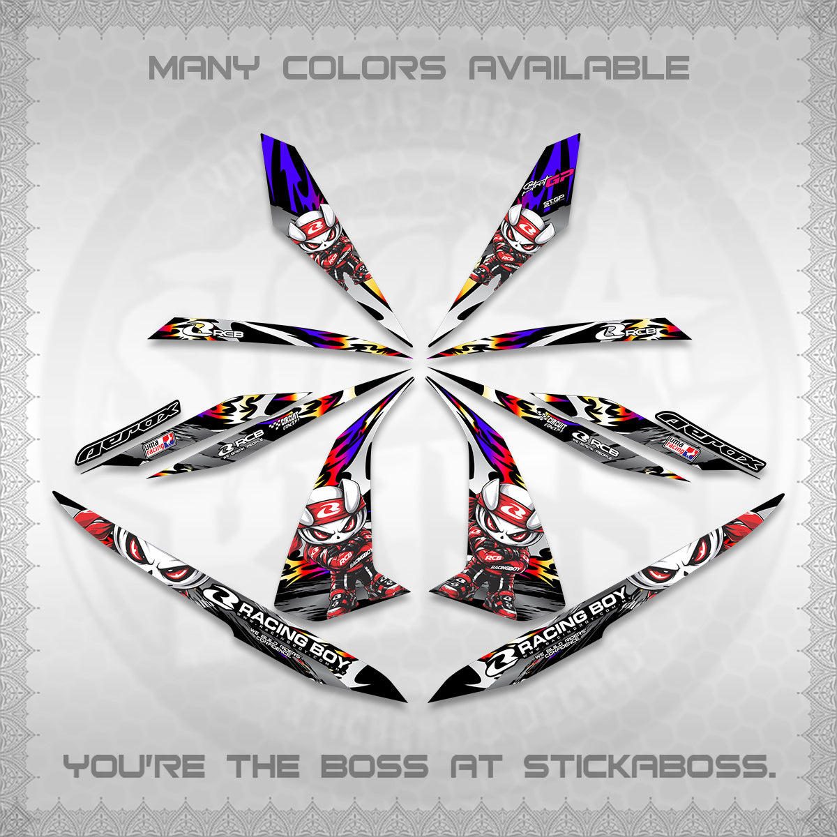 AEROX 155 V1 DECALS (2026 NEW RCB 2.0 DESIGN) STICKER KITS BY STICKABOSS