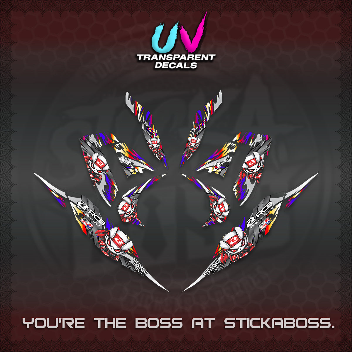 CLICK 125 V4 UV TRANSPARENT DECALS (2026 NEW RCB 2.0 DESIGN) STICKER KITS BY STICKABOSS