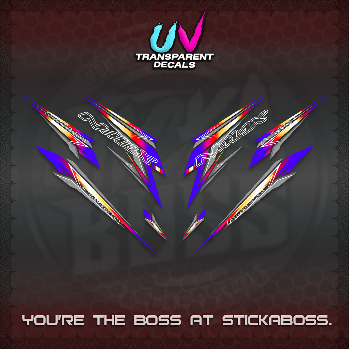 NMAX V2 UV TRANSPARENT DECALS (2024 NM 00-A1 STYLE) STICKER DECALS By STICKABOSS