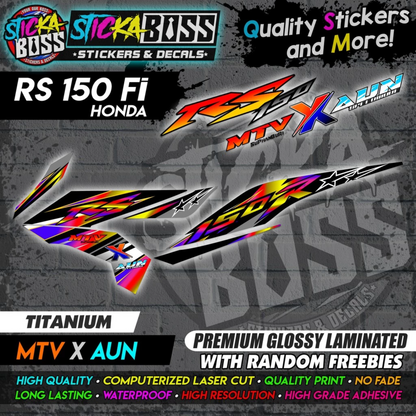 Honda RS 150 Fi (MTV x AUN) [ASSORTED COLORS] Stock Decals【PREMIUM GLOSSY LAMINATED】
