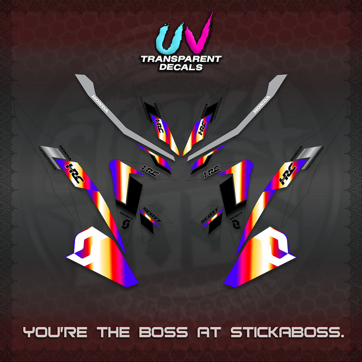 CLICK V2 UV TRANSPARENT DECALS (SCOTTxHRC DESIGN)STICKER KITS By STICKABOSS