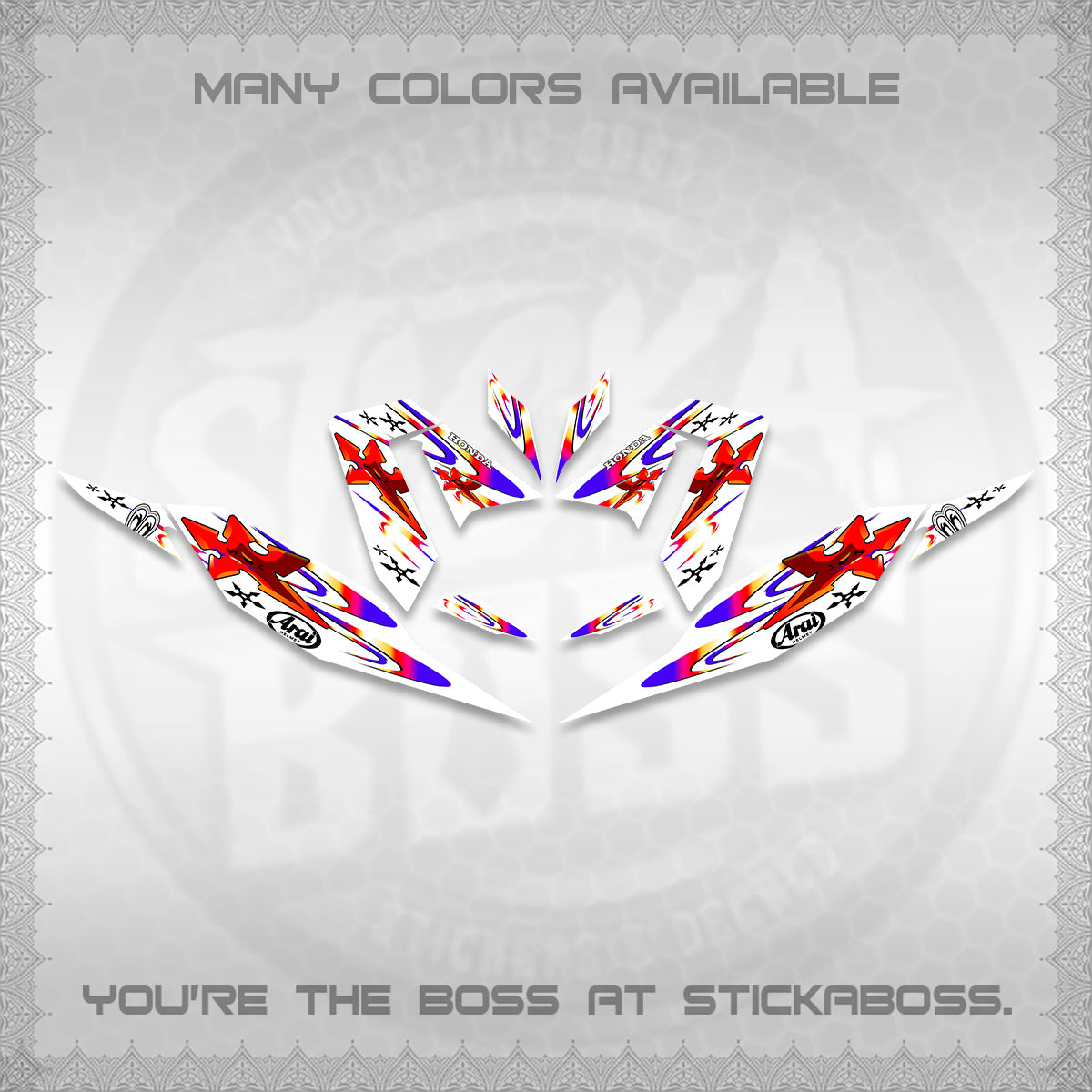 CLICK 125 V4 FOR WHITE DECALS (2026 ARAI STAR RACING DESIGN) STICKER DECALS By STICKABOSS