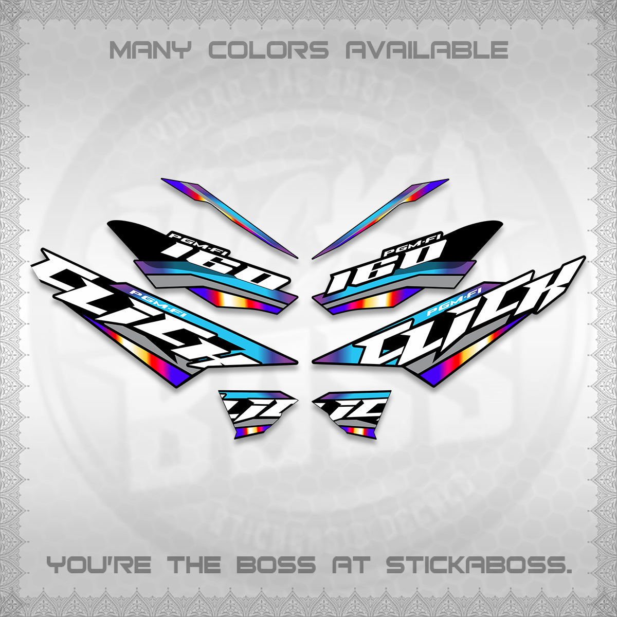 CLICK 160 STRIPING DECALS (SPORTS RACE STRIPES 01) STICKER KITS BY STICKABOSS