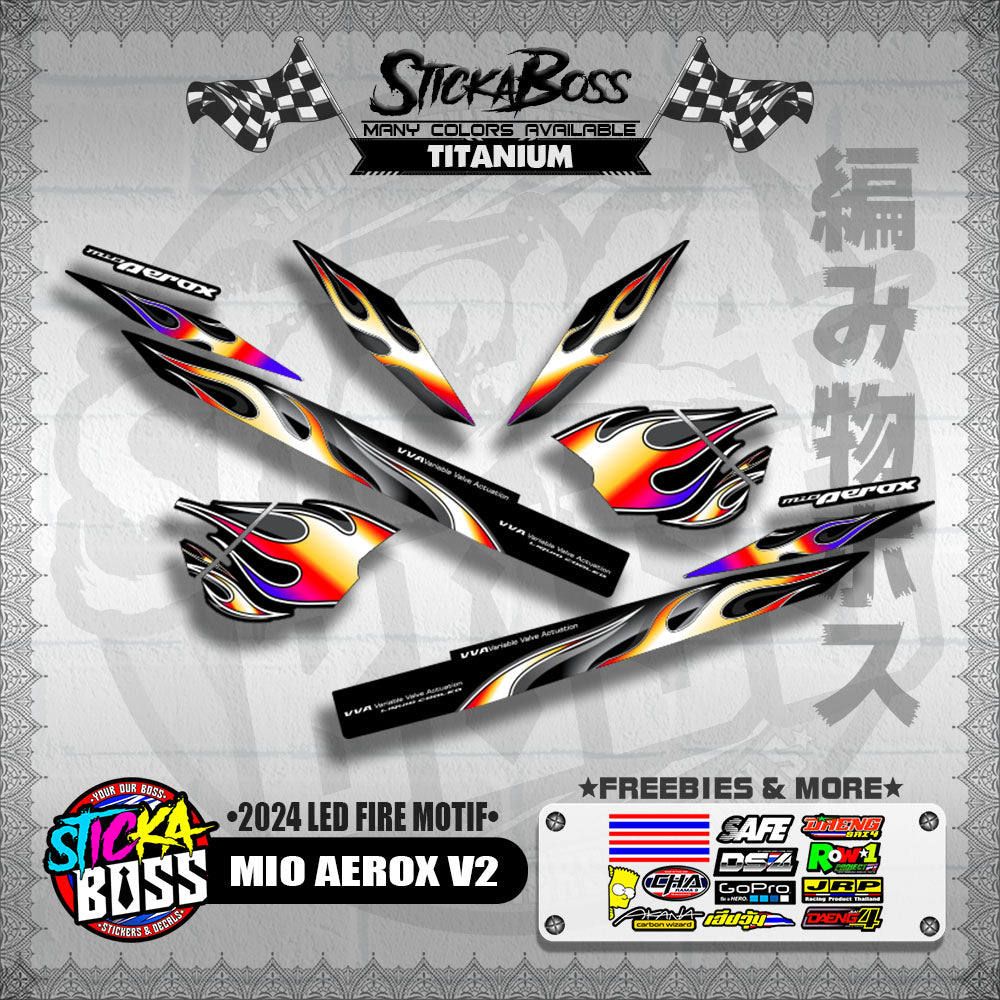 MIO AEROX V2 DECALS ( 2024 LED FIRE MOTIF )【WITH FREEBIES】