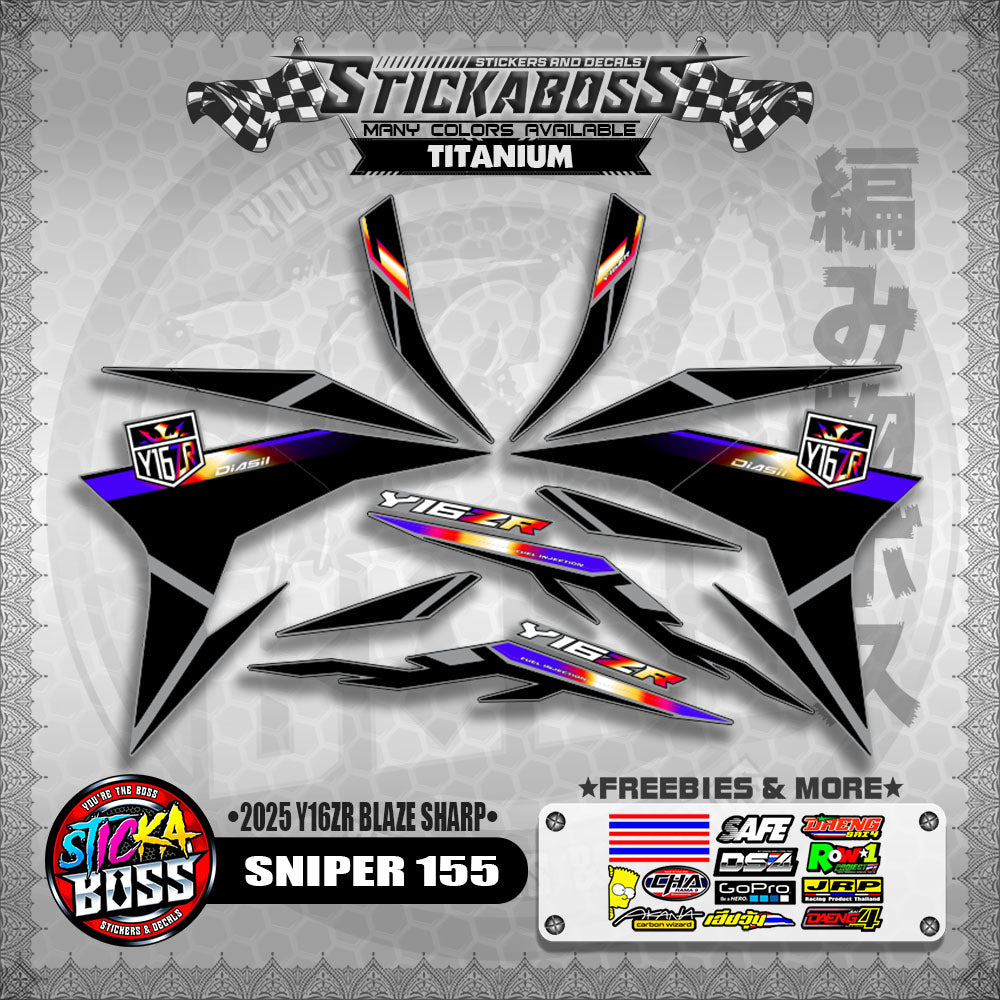 SNIPER 155 STICKER DECALS ( 2025 Y16ZR BLAZE SHARP )【WITH FREEBIES】