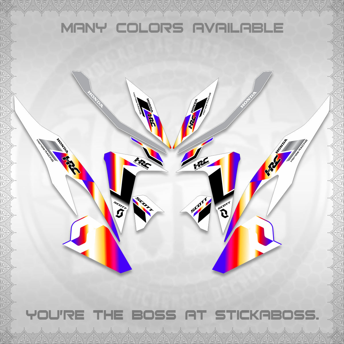 CLICK V2 FOR WHITE DECALS (SCOTTxHRC DESIGN) STICKER KITS By STICKABOSS