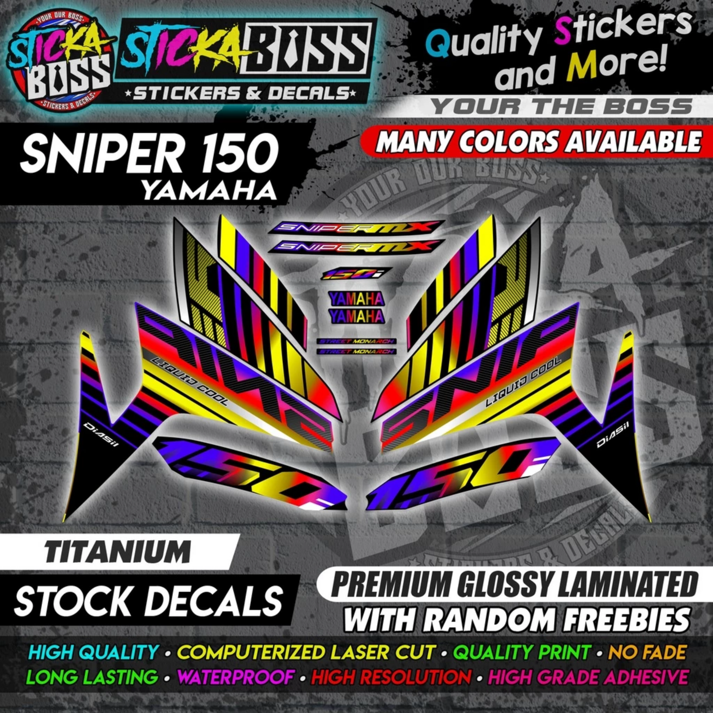 YAMAHA SNIPER 150 Stock Decals [ASSORTED COLORS] Sticker【PREMIUM GLOSSY LAMINATED】
