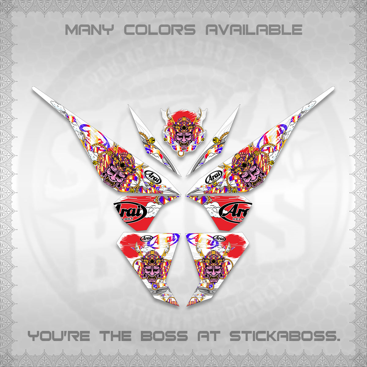 CLICK 125 V1 VARIO FOR WHITE DECALS (2026 NEW SAMURAI MOTIF) STICKER KITS BY STICKABOSS