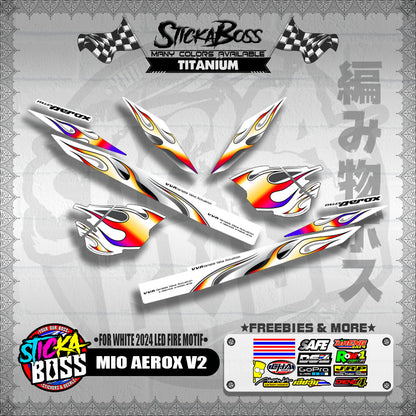 MIO AEROX V2 DECALS ( FOR WHITE 2024 LED FIRE MOTIF )【WITH FREEBIES】
