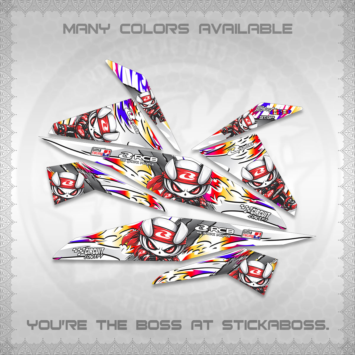 BEAT FI V1 FOR WHITE DECALS (2026 NEW RCB 2.0 DESIGN) STICKER KITS BY STICKABOSS