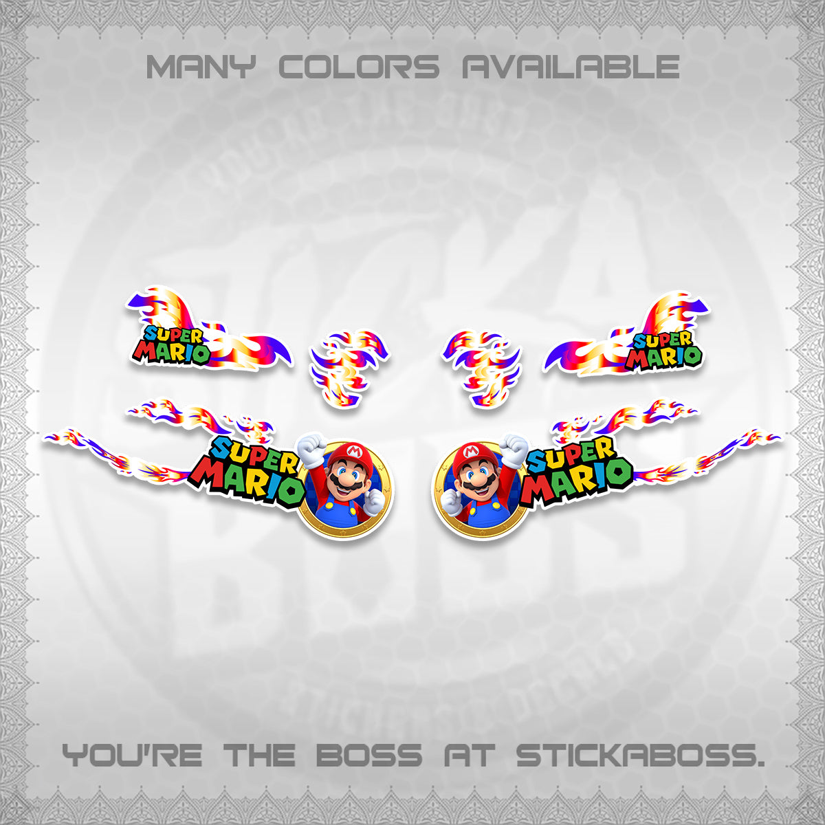 FAZZIO FOR WHITE DECALS (FLAMES 02 SUPER-M MOTIF) STICKER KITS BY STICKABOSS