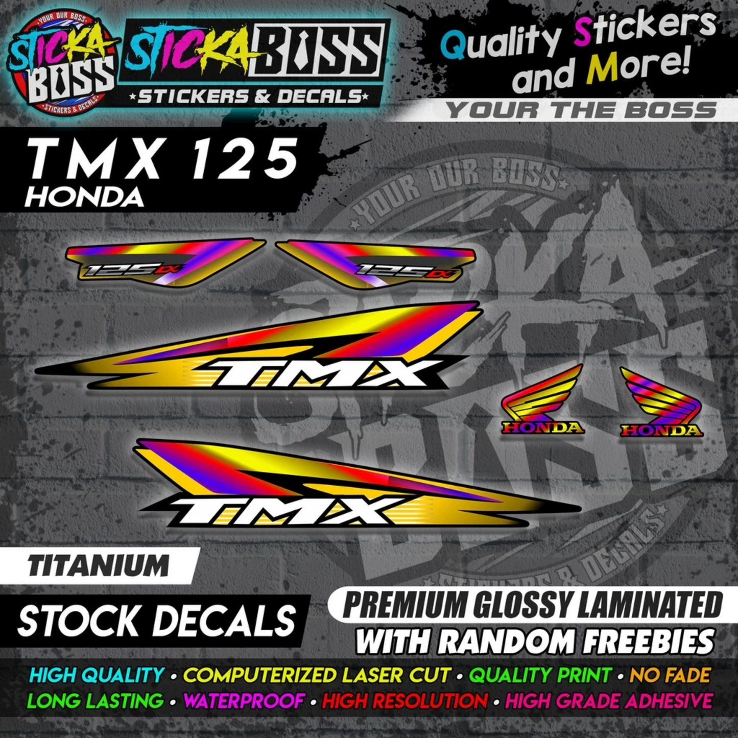 Honda TMX 125 Alpha (Stock Decals)【PREMIUM GLOSSY LAMINATED】