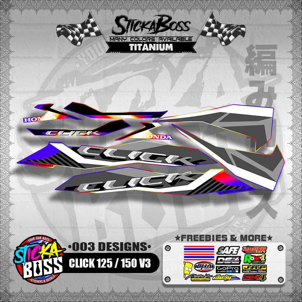 CLICK 125 / 150 V3 STOCK DECALS ( 003 DESIGNS )【WITH FREEBIES】