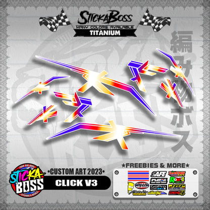 CLICK V3 DECALS ( CUSTOM ART 2023 ) [ PREMIUM GLOSSY LAMINATED ]【WITH FREEBIES】