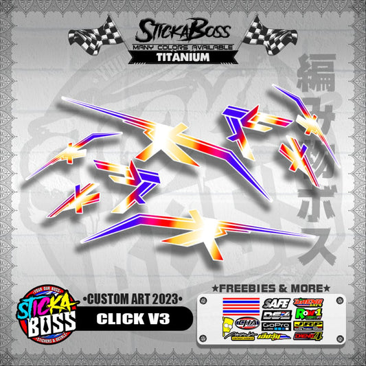 CLICK V3 DECALS ( CUSTOM ART 2023 ) [ PREMIUM GLOSSY LAMINATED ]【WITH FREEBIES】