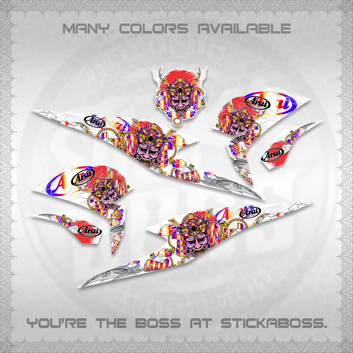 BEAT FI INDO FOR WHITE DECALS (2026 NEW SAMURAI MOTIF) STICKER KITS BY STICKABOSS