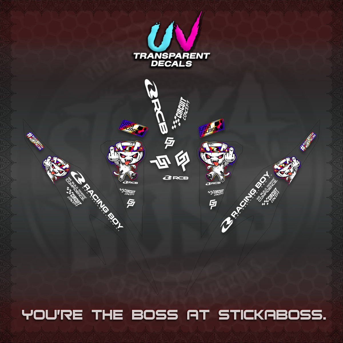 CLICK V2 UV TRANSPARENT DECALS (2026 RACE ZOMBIE DESIGN)STICKER DECALS By STICKABOSS