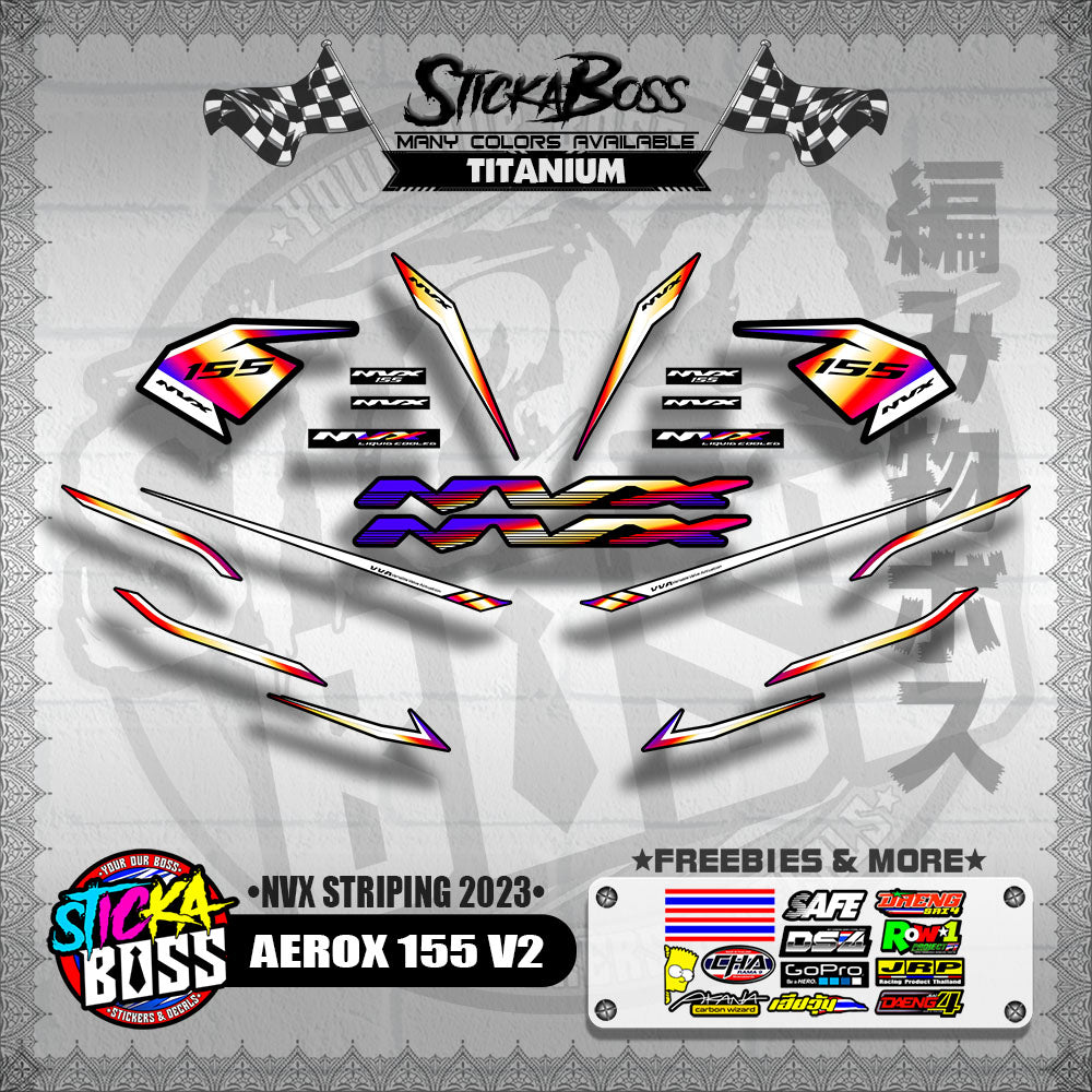 AEROX 155 V2 DECALS ( NVX STRIPING 2023 )【WITH FREEBIES】