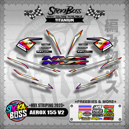 AEROX 155 V2 DECALS ( NVX STRIPING 2023 )【WITH FREEBIES】