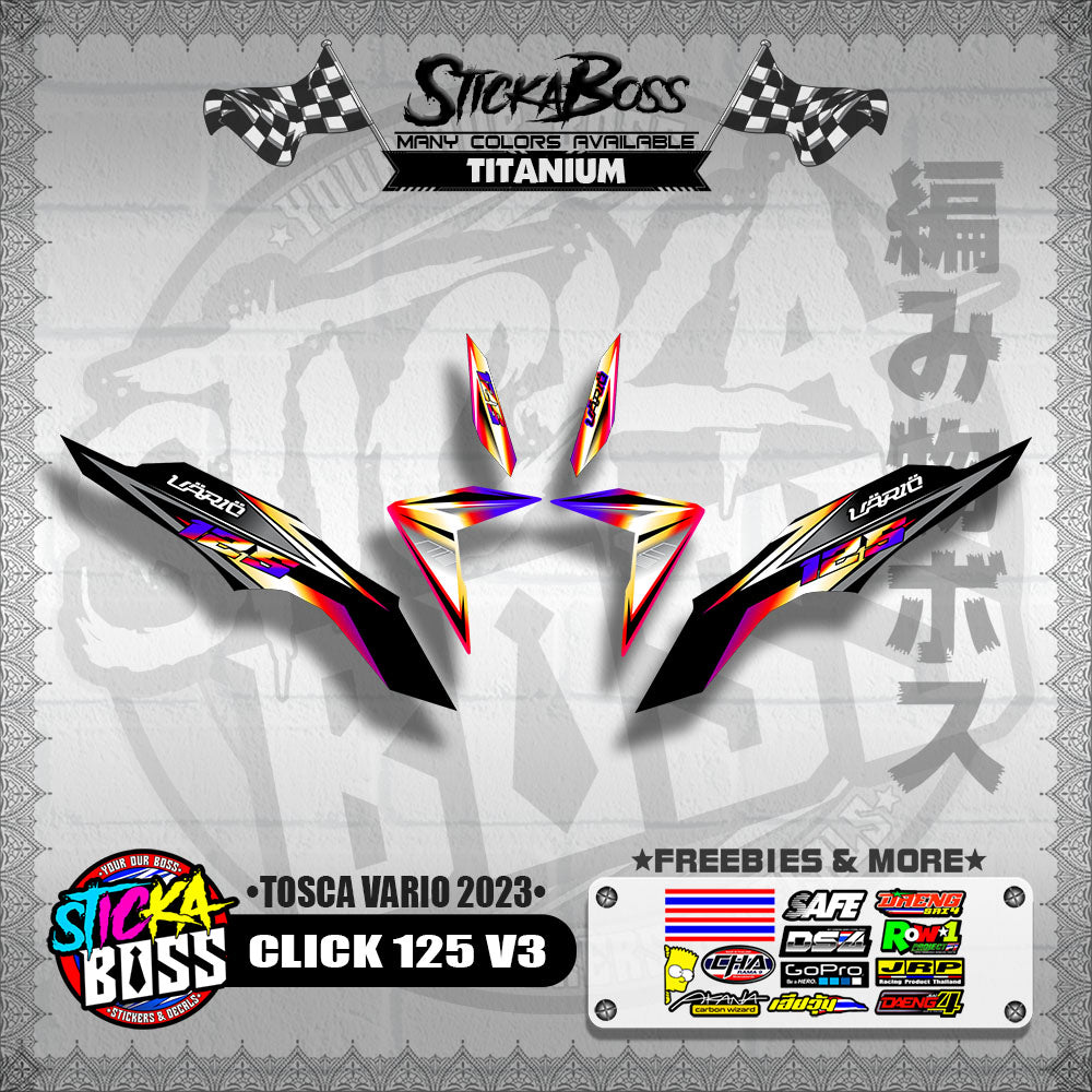 CLICK 125 V3 DECALS ( TOSCA VARIO 2023 )【WITH FREEBIES】