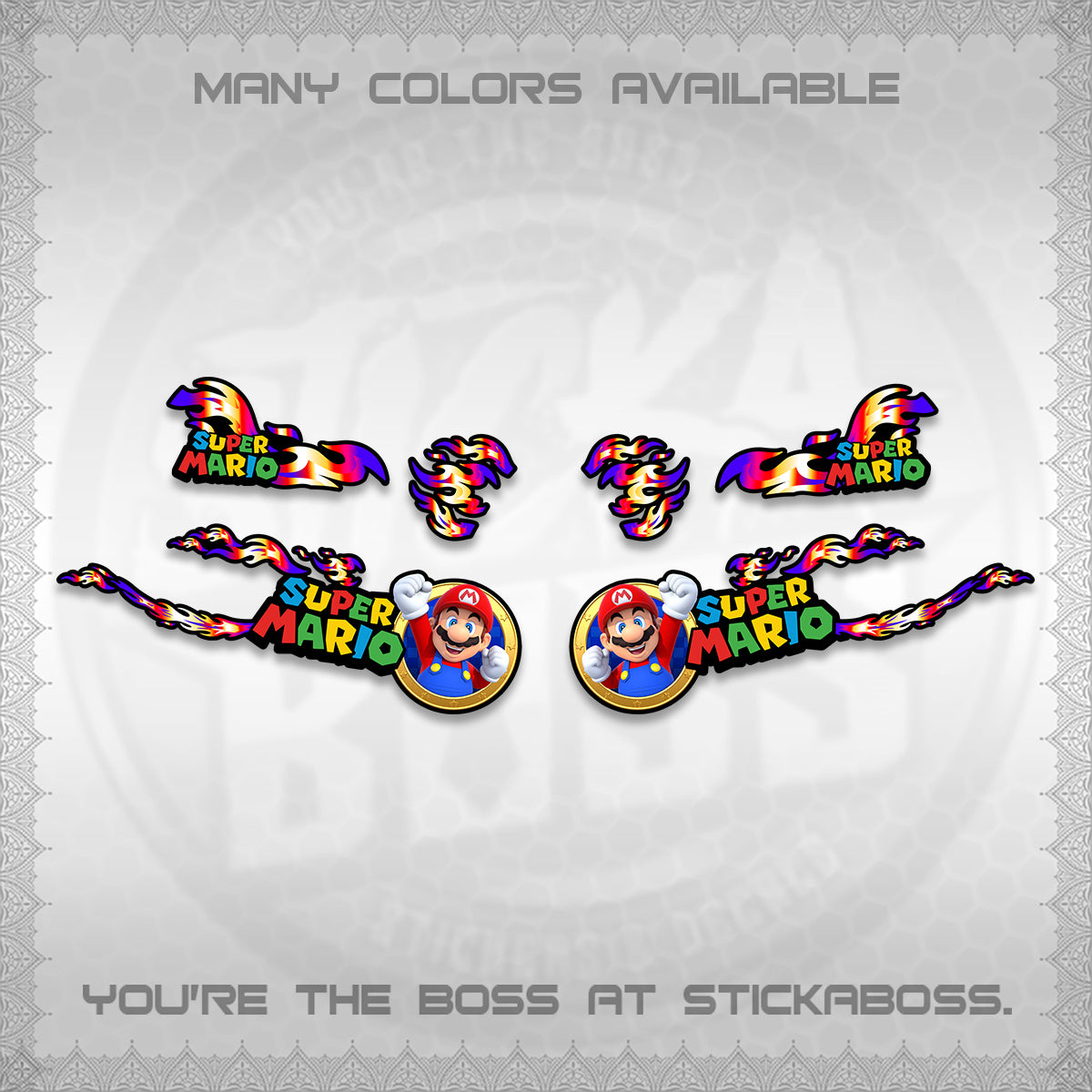 FAZZIO DECALS (FLAMES 02 SUPER-M MOTIF) STICKER KITS BY STICKABOSS